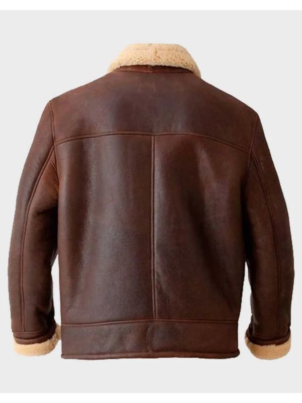 Brown Men’s Shearling Aviator Leather Jacket - Leathers Jackets UK