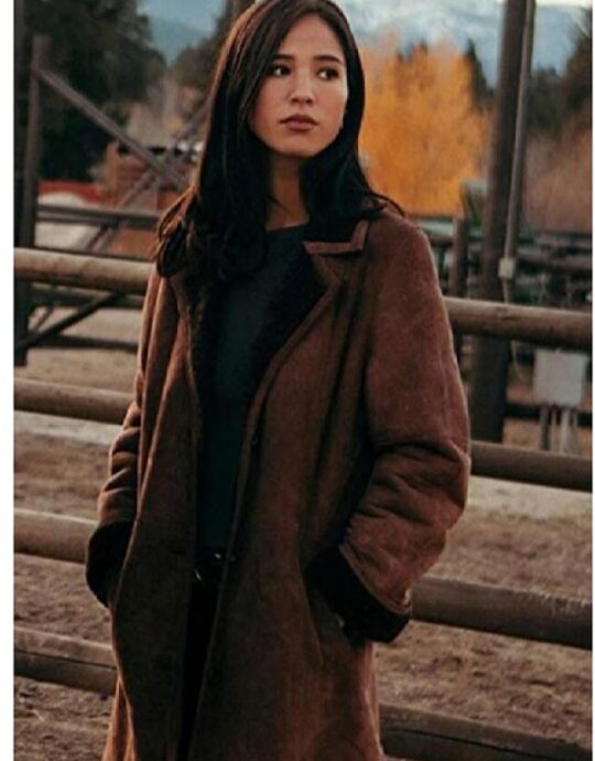 Monica-Dutton-Yellowstone-Brown-Shearling-Coat