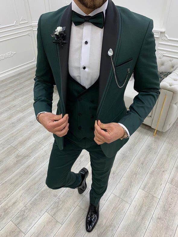 Dark Green Wedding Suit | Mens Slim Fit 3 Piece Green Suit