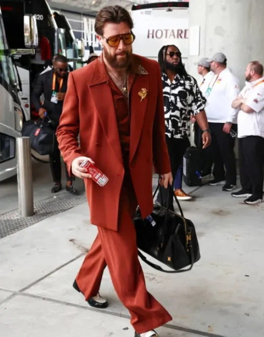 Travis Kelce Super Bowl LIX Red Suit